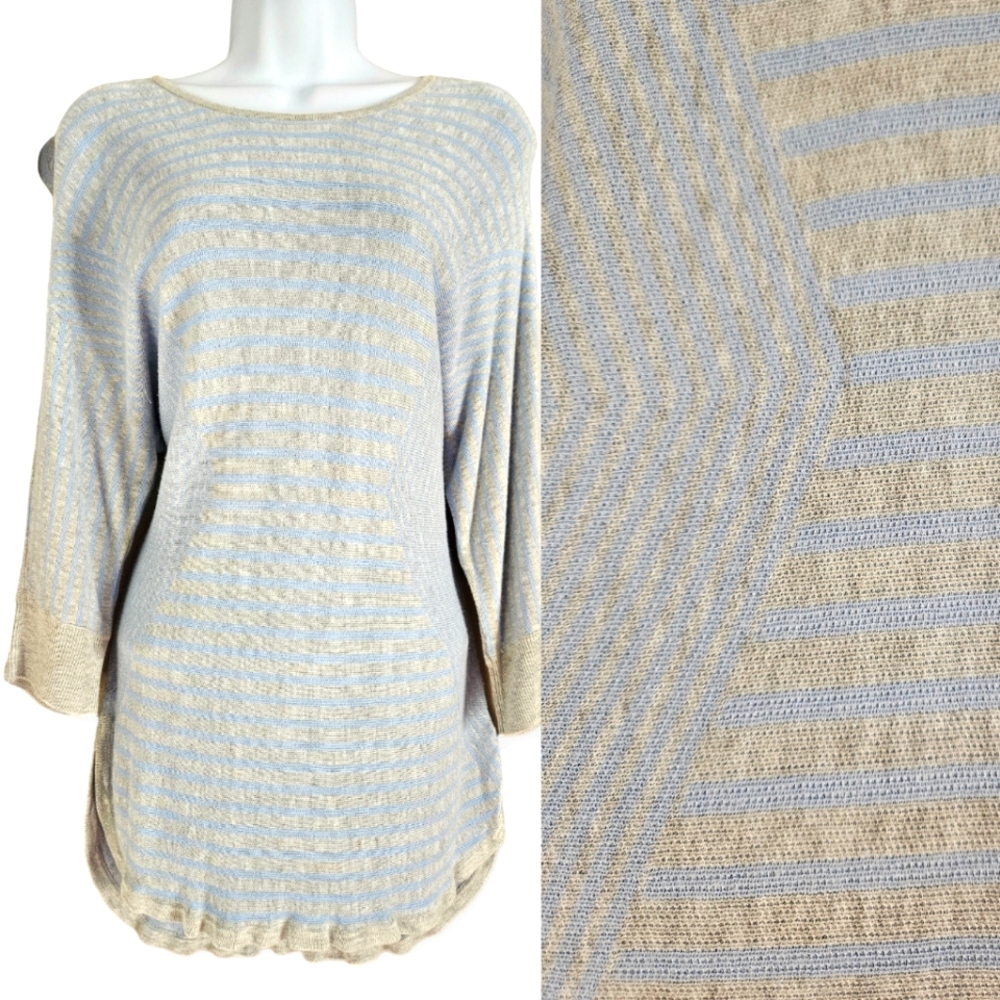 NWOT Dana Buchman gray & blue  striped top sweater Womens XLarge